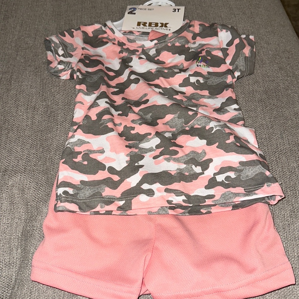 RBX Toddler Grey & light pink camo set- NWT